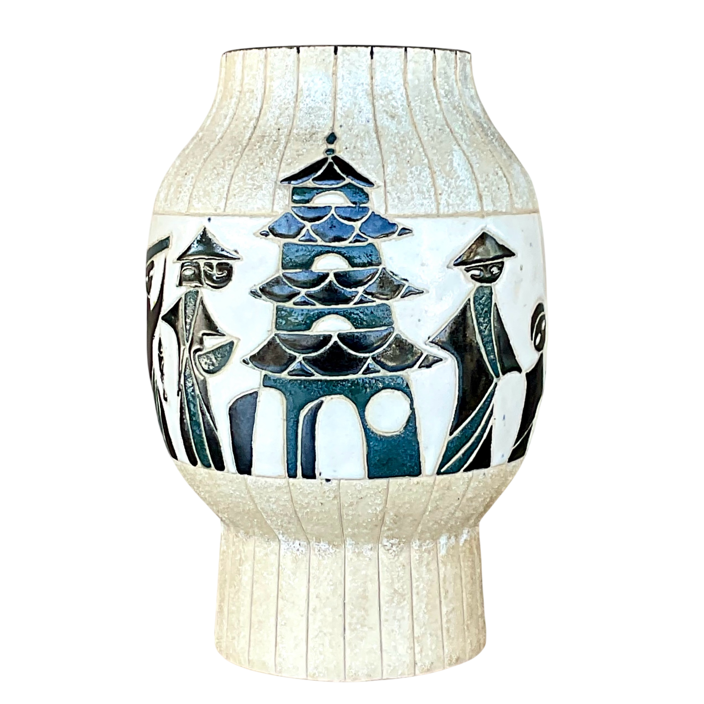 Vintage Midcentury Pagoda Ceramic Vase - Detail view