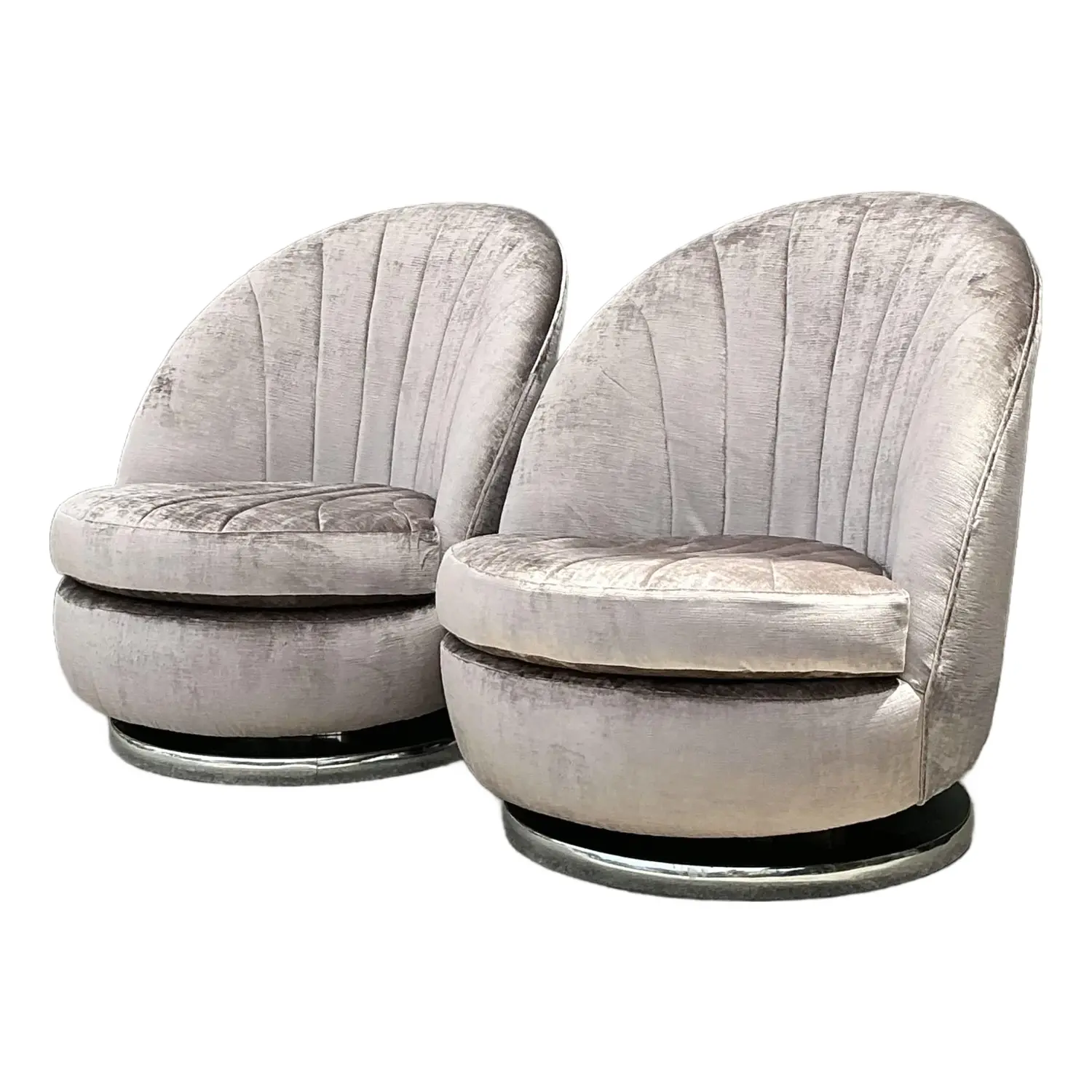 Vintage Milo Baughman for Thayer Coggin Clamshell Swivel Chairs - A Pair