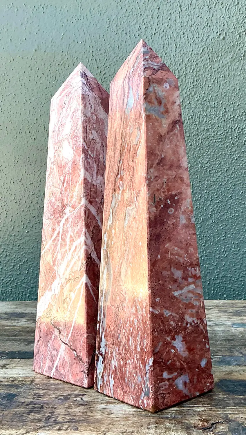 Vintage Minimalist Stone Obelisks - A Pair - Back view
