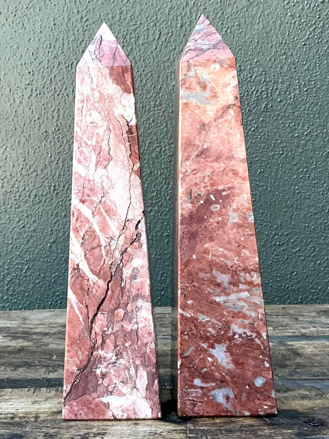 Vintage Minimalist Stone Obelisks - A Pair - Top view