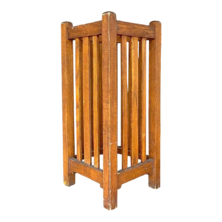 Vintage Mission Oak Umbrella Stand - Detail view