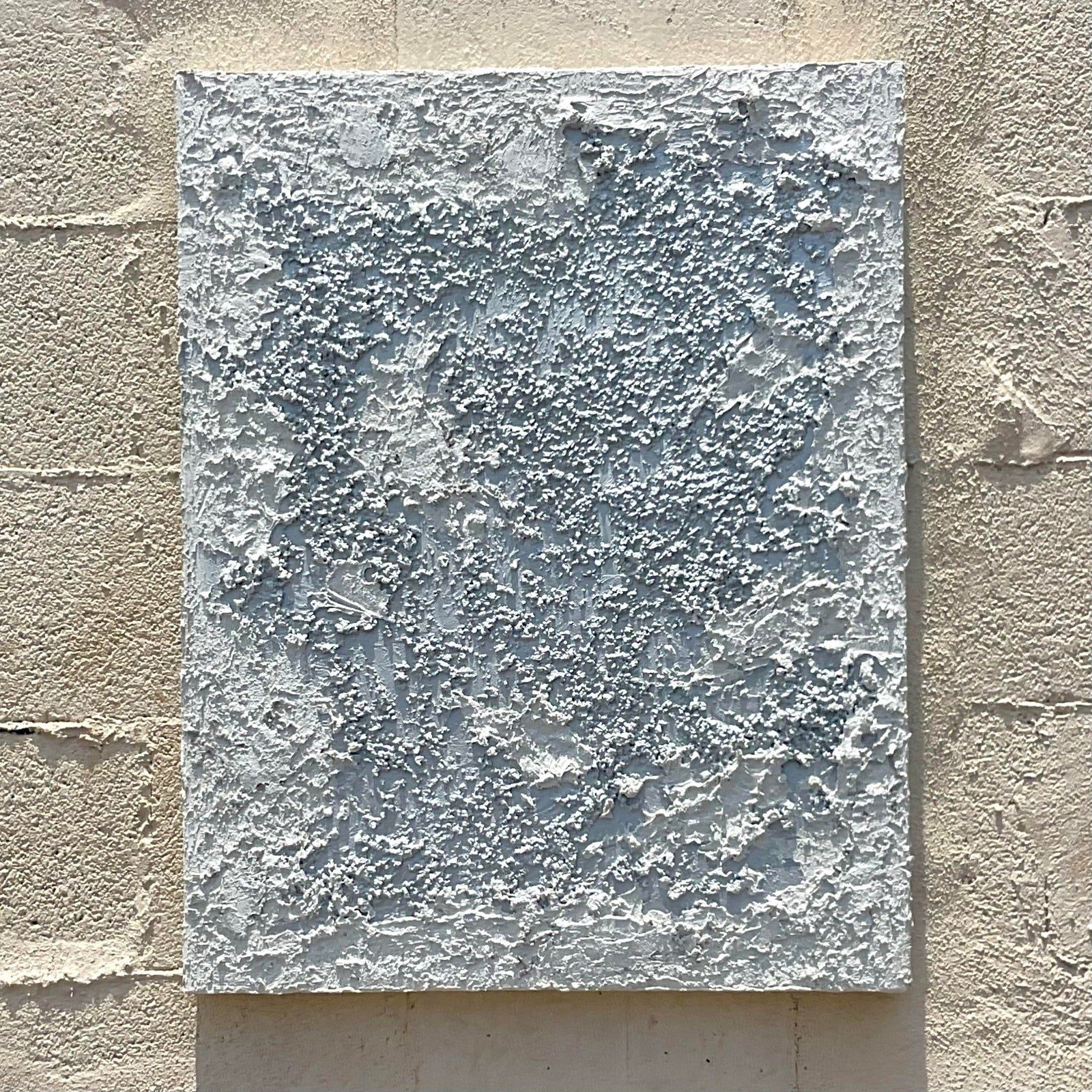 Vintage Modern Minimalist Signed Mixed Media Original Oil Painting on Canvas - Side view