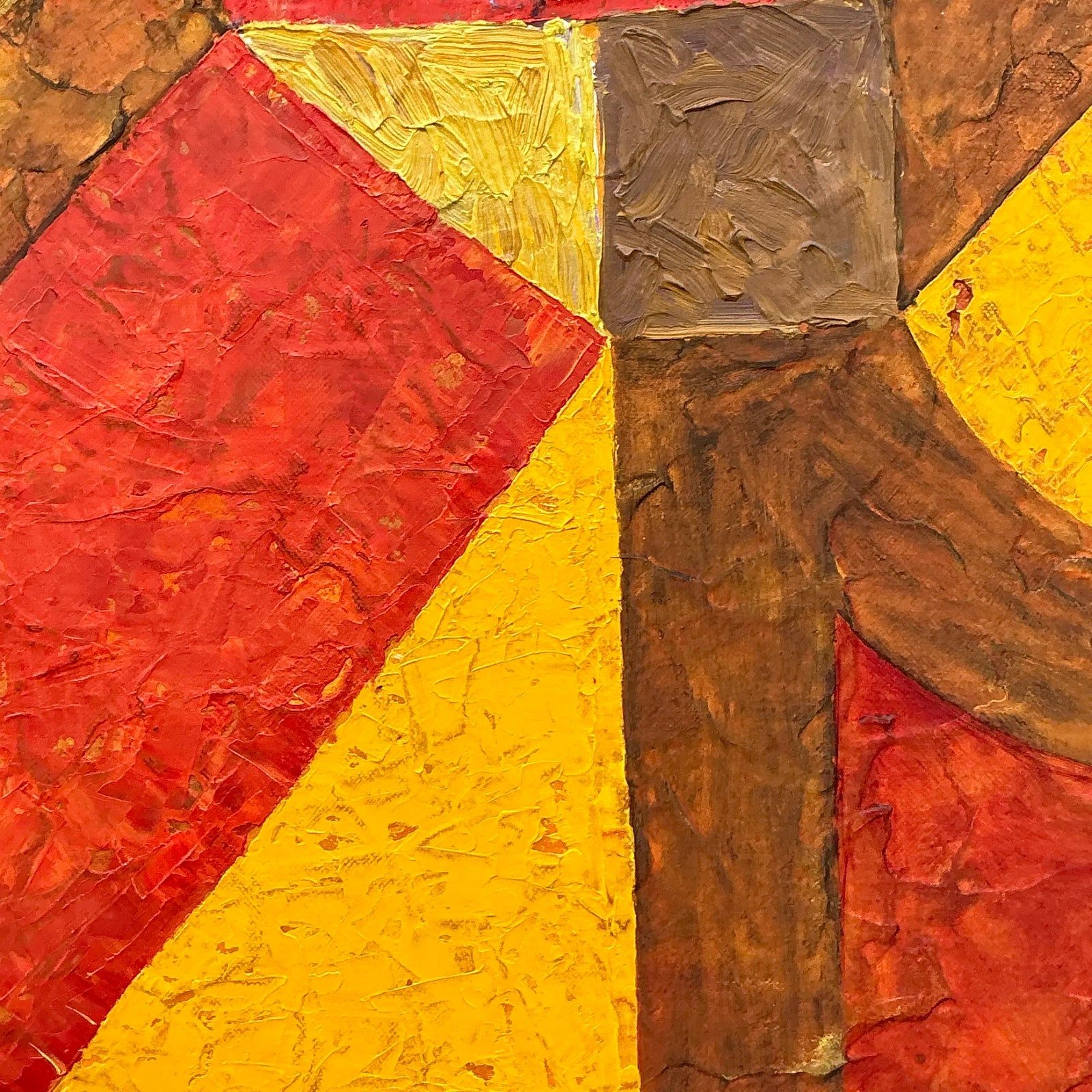 Vintage Modernist Geometric Abstract Painting on Canvas - Side view