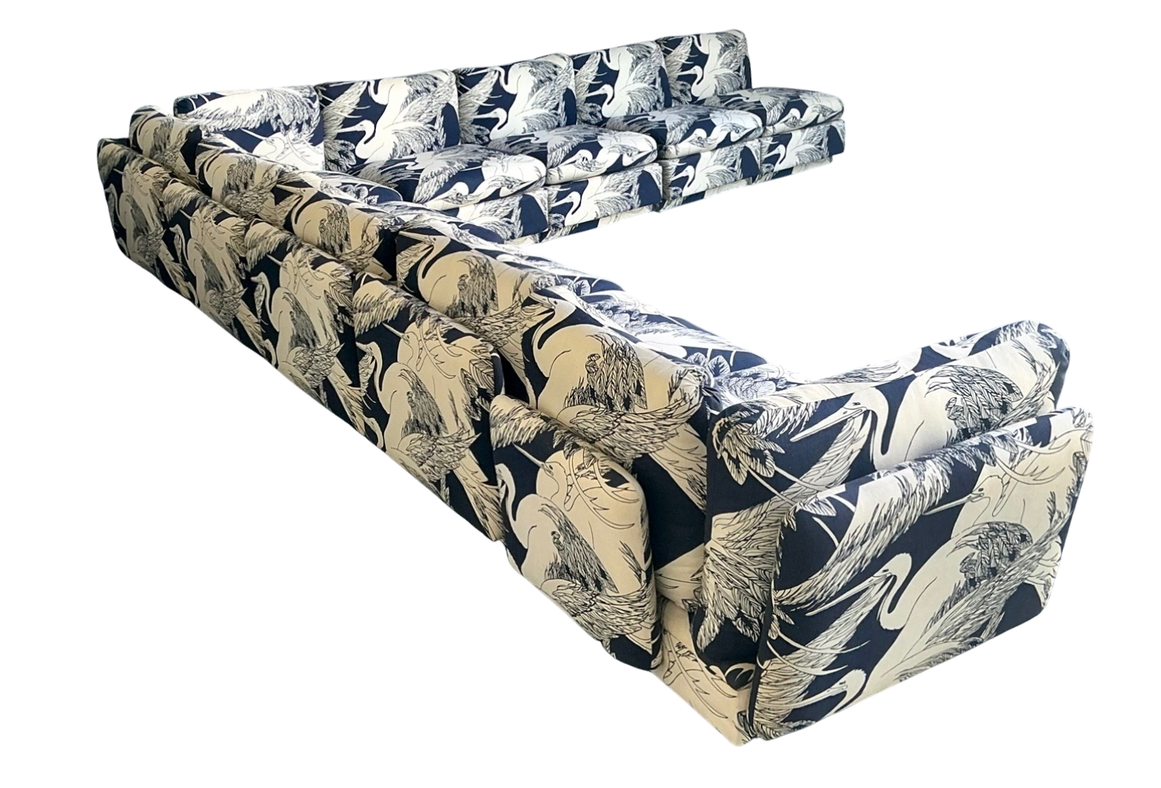 Vintage Modular Heron Print Sofa