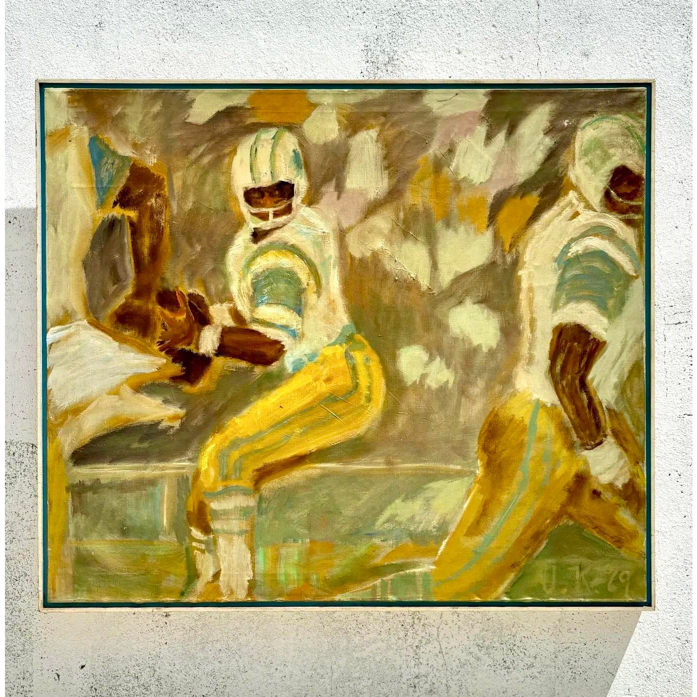 Vintage Monumental Abstract Expressionist Football Painting - Detail view