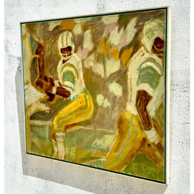 Vintage Monumental Abstract Expressionist Football Painting - Back view
