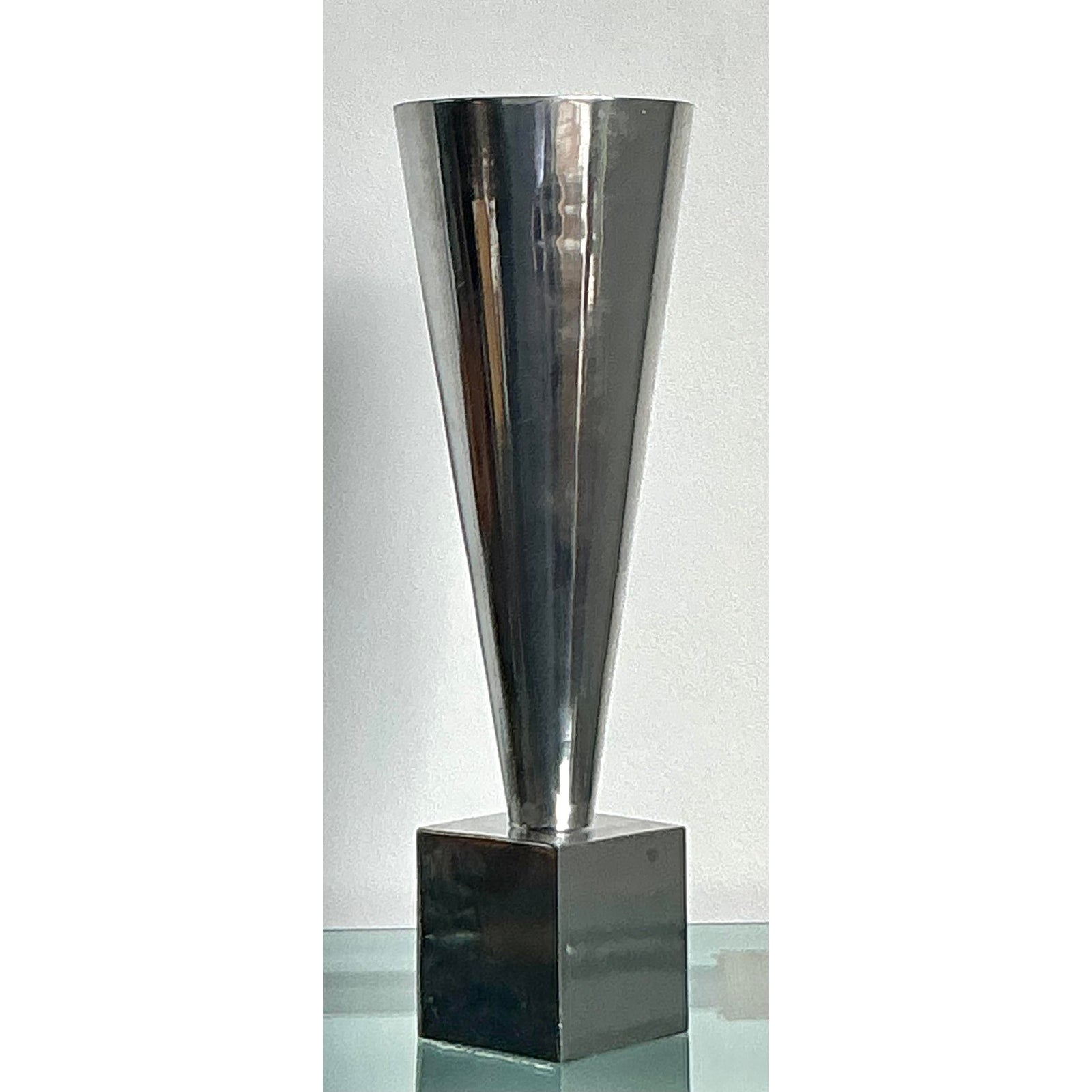 Vintage Monumental Az Cast Aluminum Cone Vase - Detail view