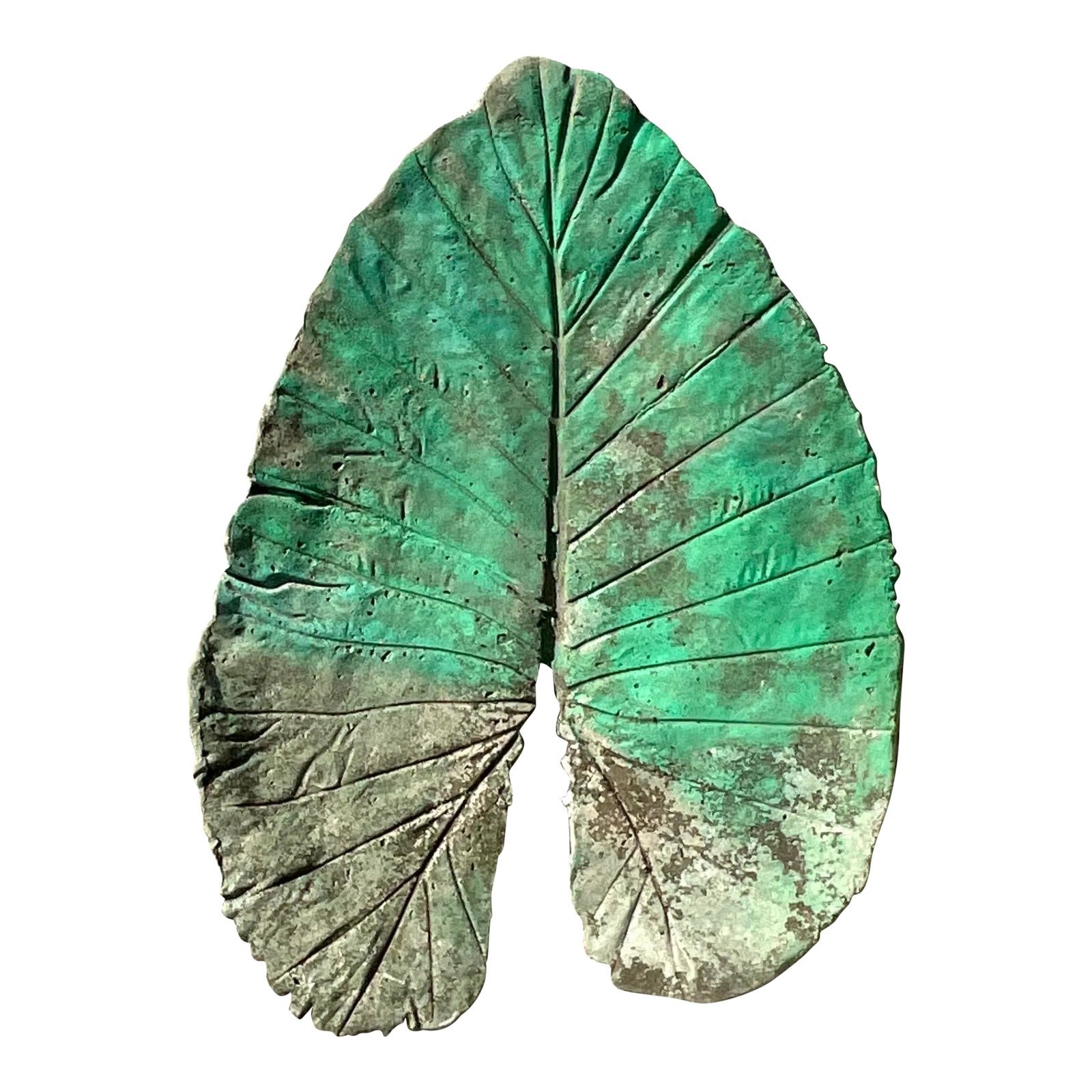 Vintage Monumental Boho Cast Concrete Elephant Ear Leaf