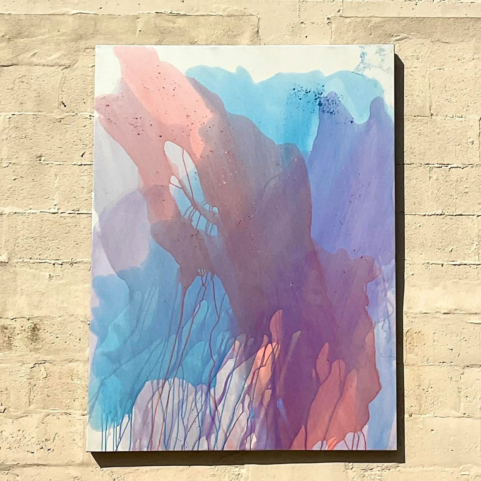 Vintage Monumental Boho Signed Original Abstract Oil Painting - Detail view
