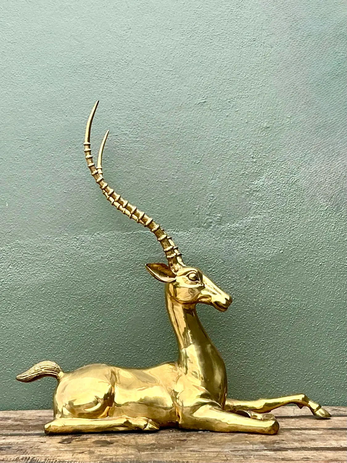 Vintage Monumental Brass Gazelle - Detail view
