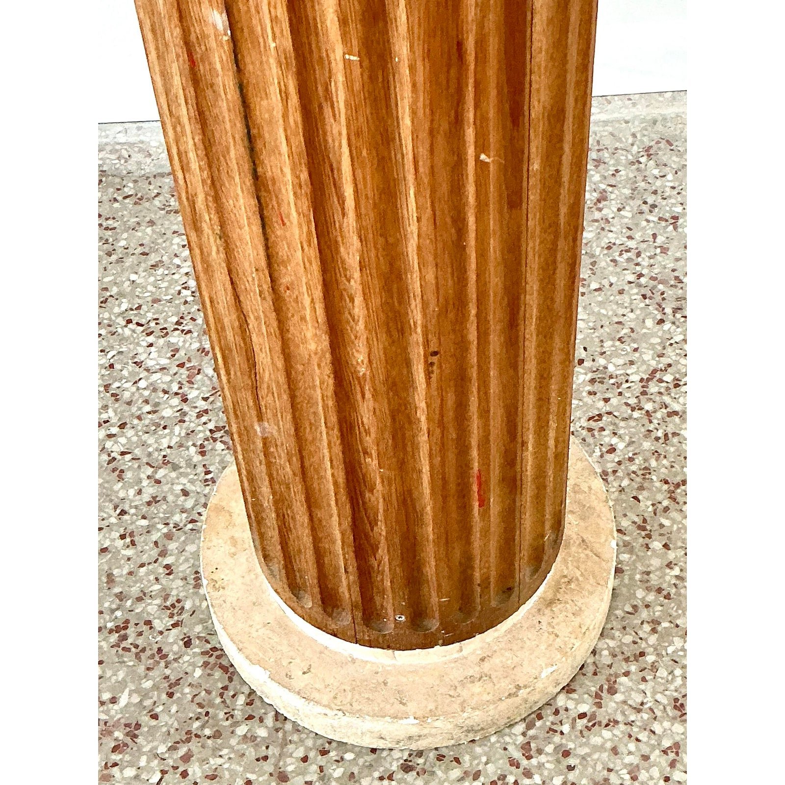 Vintage Monumental Carved Column Lamp With Dolce and Gabbana Paper Shade - Back view