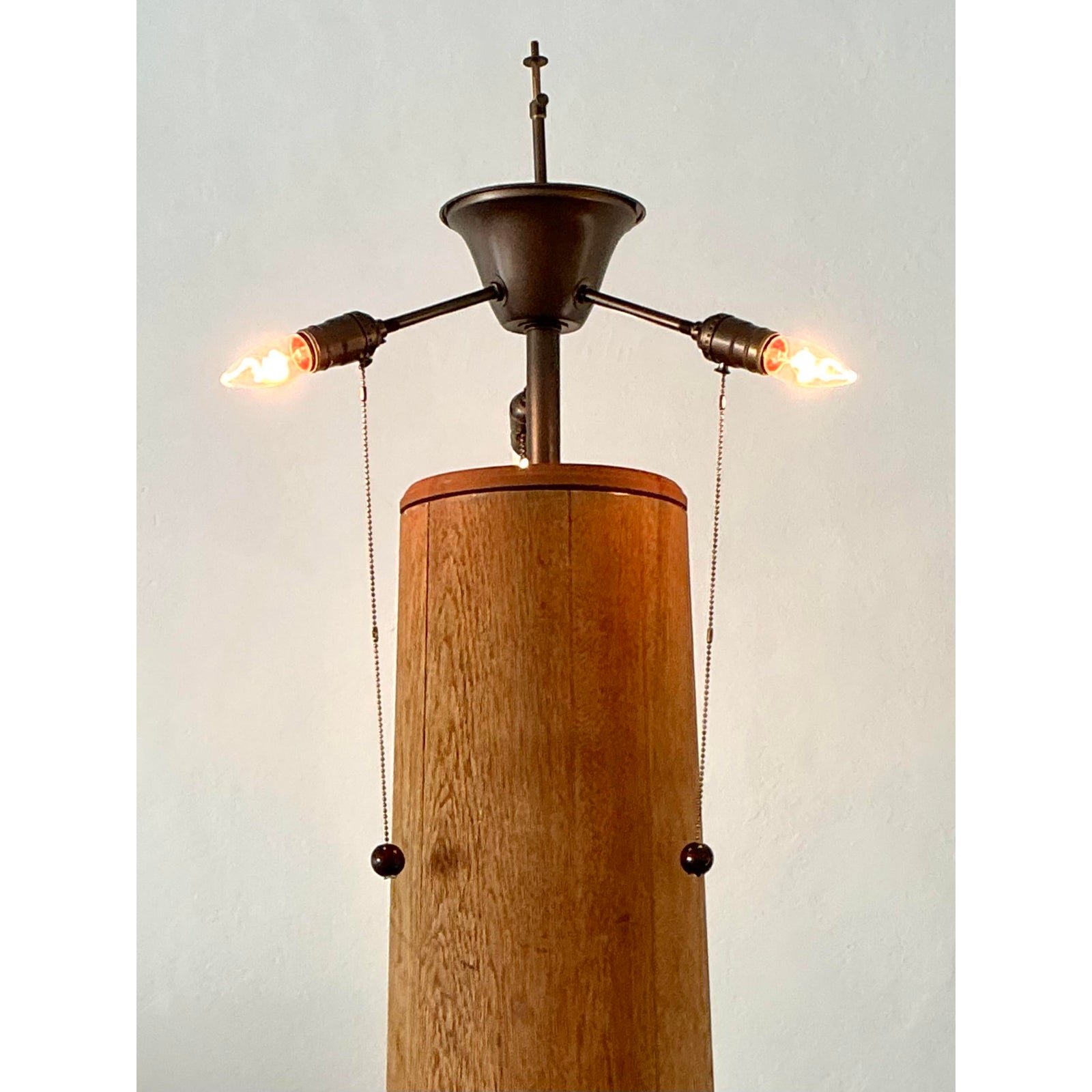 Vintage Monumental Carved Column Lamp With Dolce and Gabbana Paper Shade - Top view