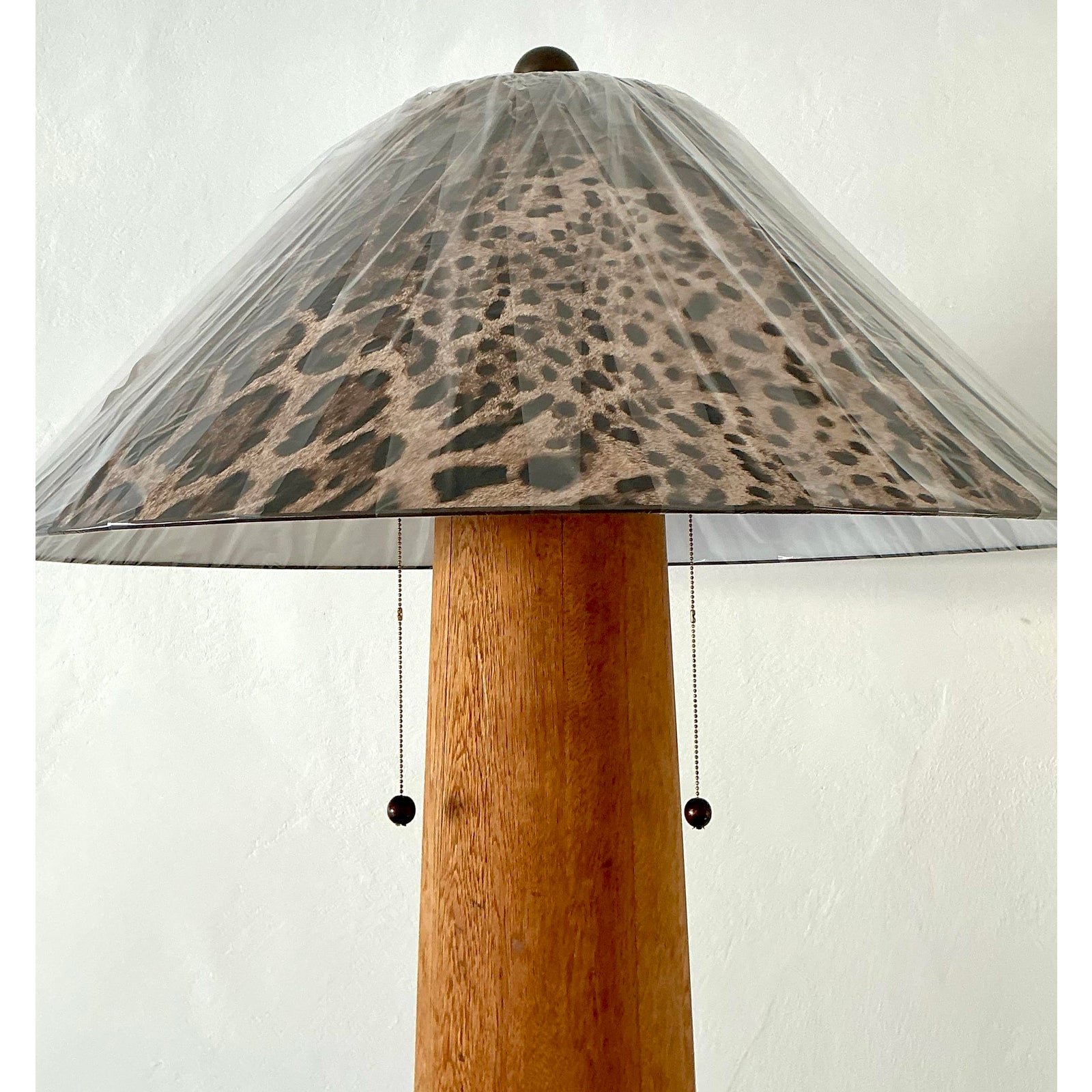 Vintage Monumental Carved Column Lamp With Dolce and Gabbana Paper Shade - Side view
