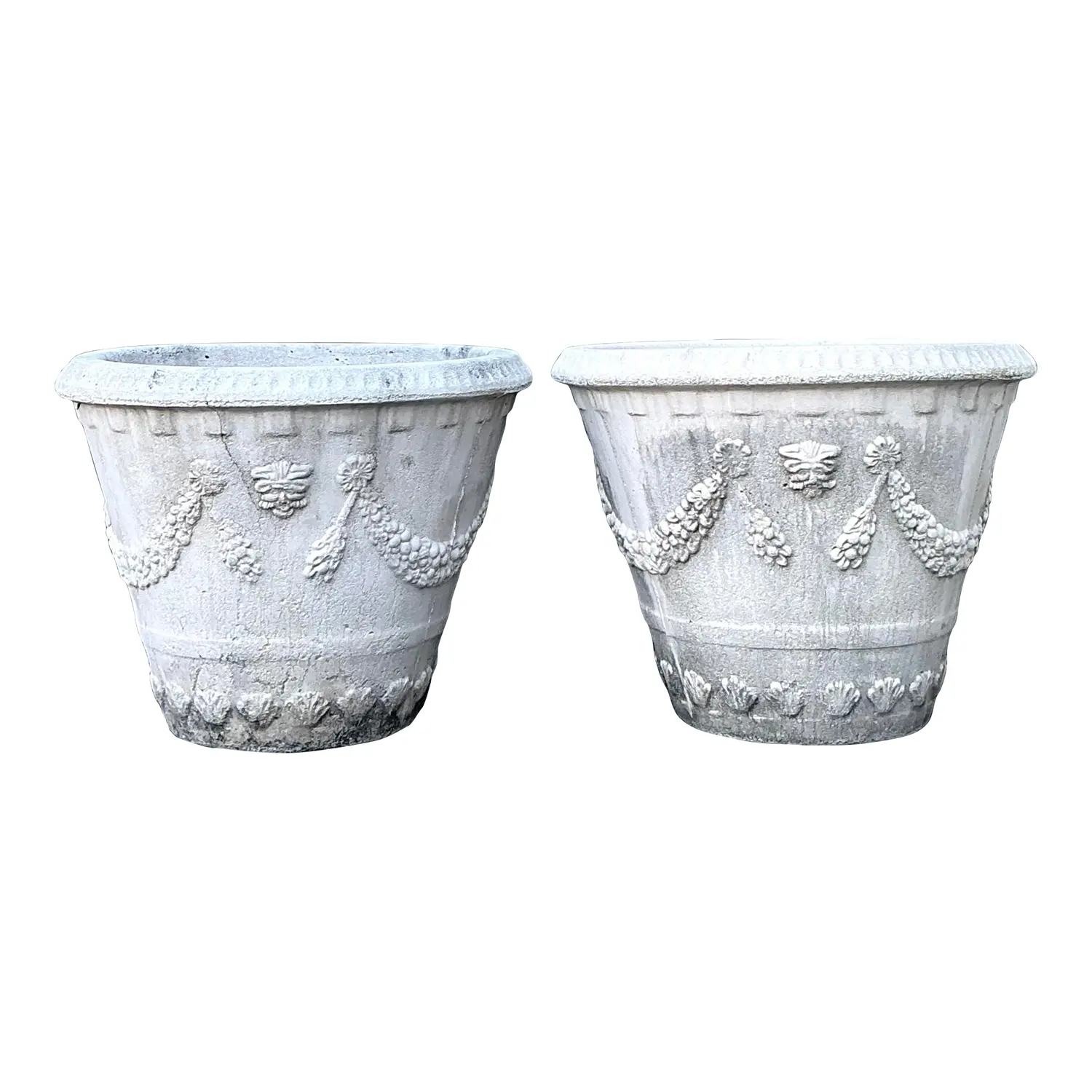 Vintage Monumental Cast Concrete Planters