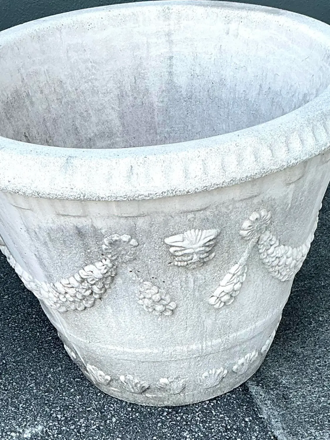 Vintage Monumental Cast Concrete Planters - Back view