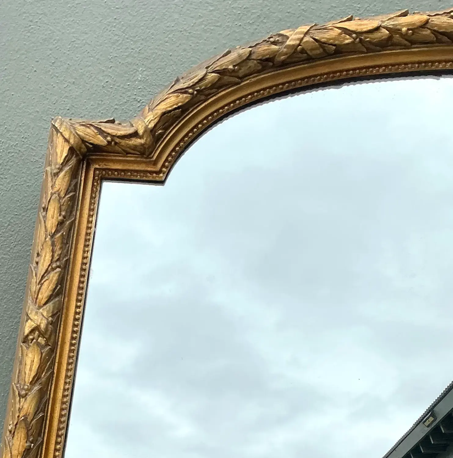 Vintage Monumental French Gilt Plaster Floor Mirror - Side view