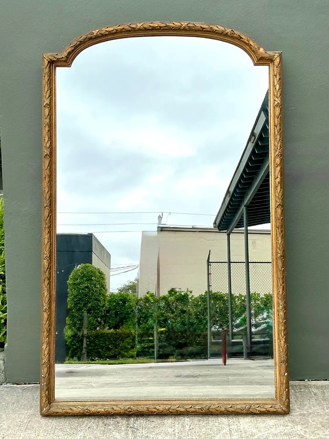Vintage Monumental French Gilt Plaster Floor Mirror - Back view
