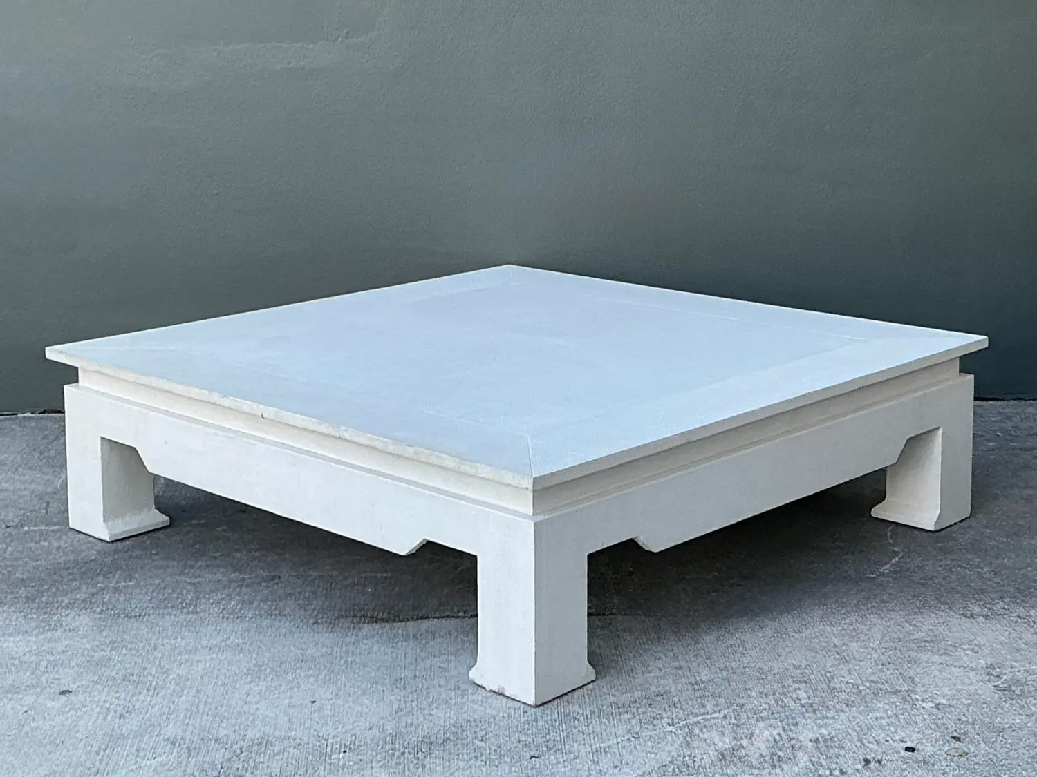Vintage Monumental Grasscloth Coffee Table - Back view