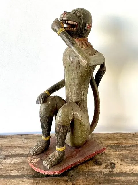 Vintage Monumental Hand Carved Monkey - Back view