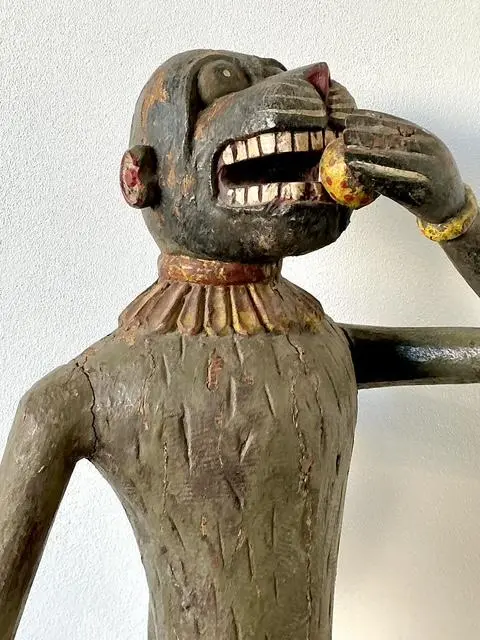 Vintage Monumental Hand Carved Monkey - Top view