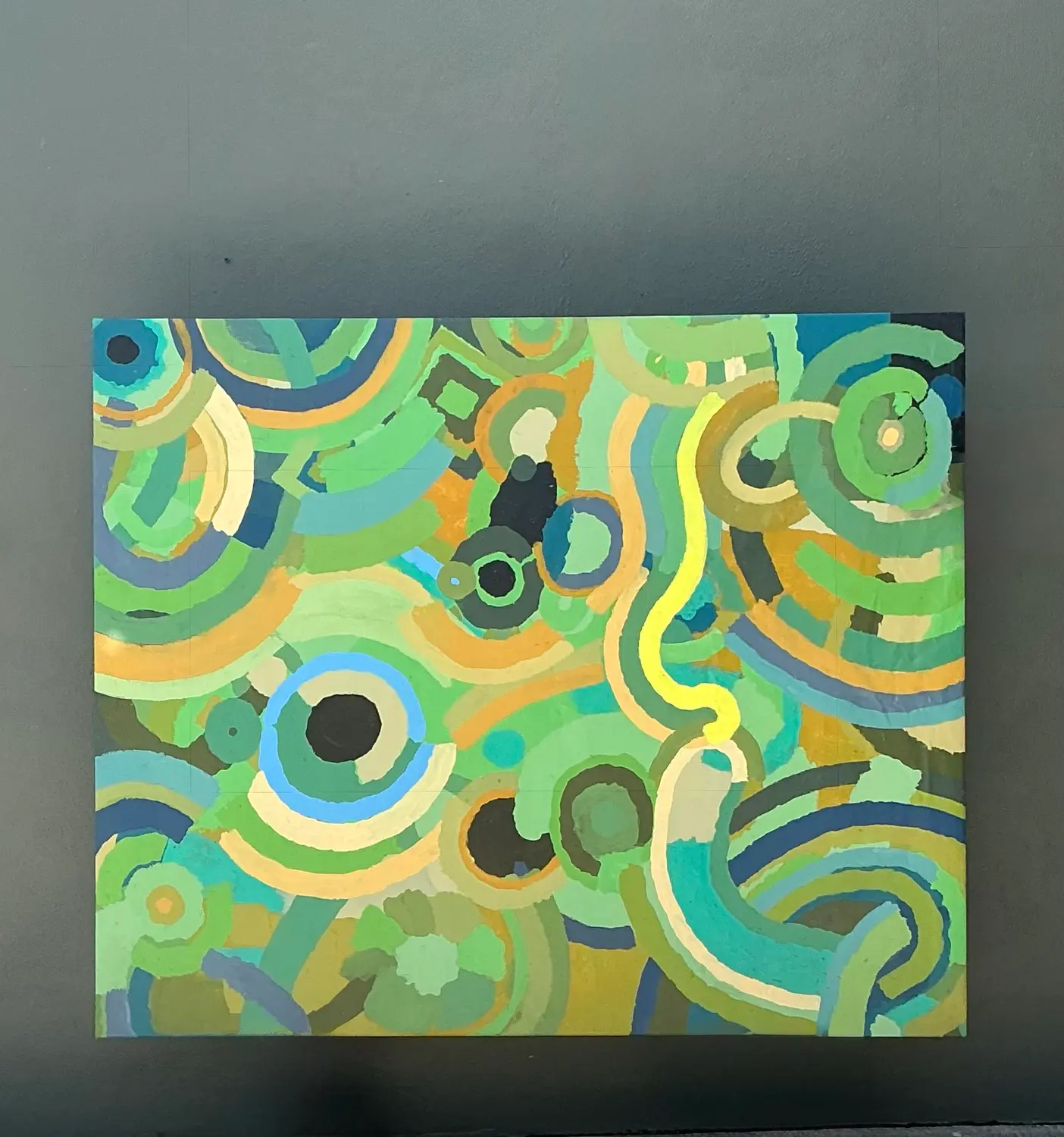 Vintage Monumental Original Abstract Oil on Canvas - Top view