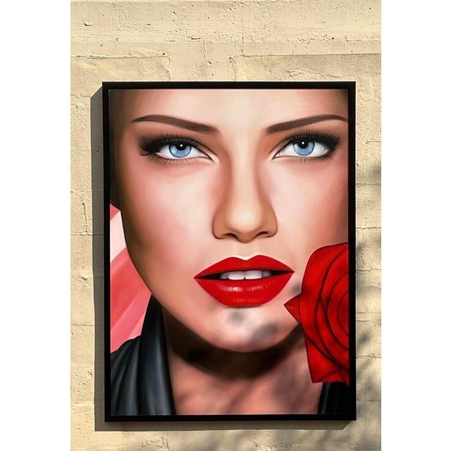Vintage Monumental Original Oil Portrait on Canvas - Side view