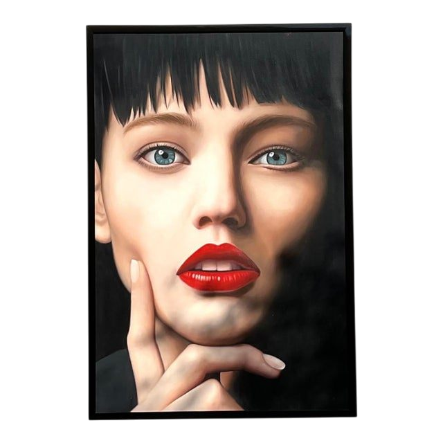 Vintage Monumental Original Oil Portrait on Canvas