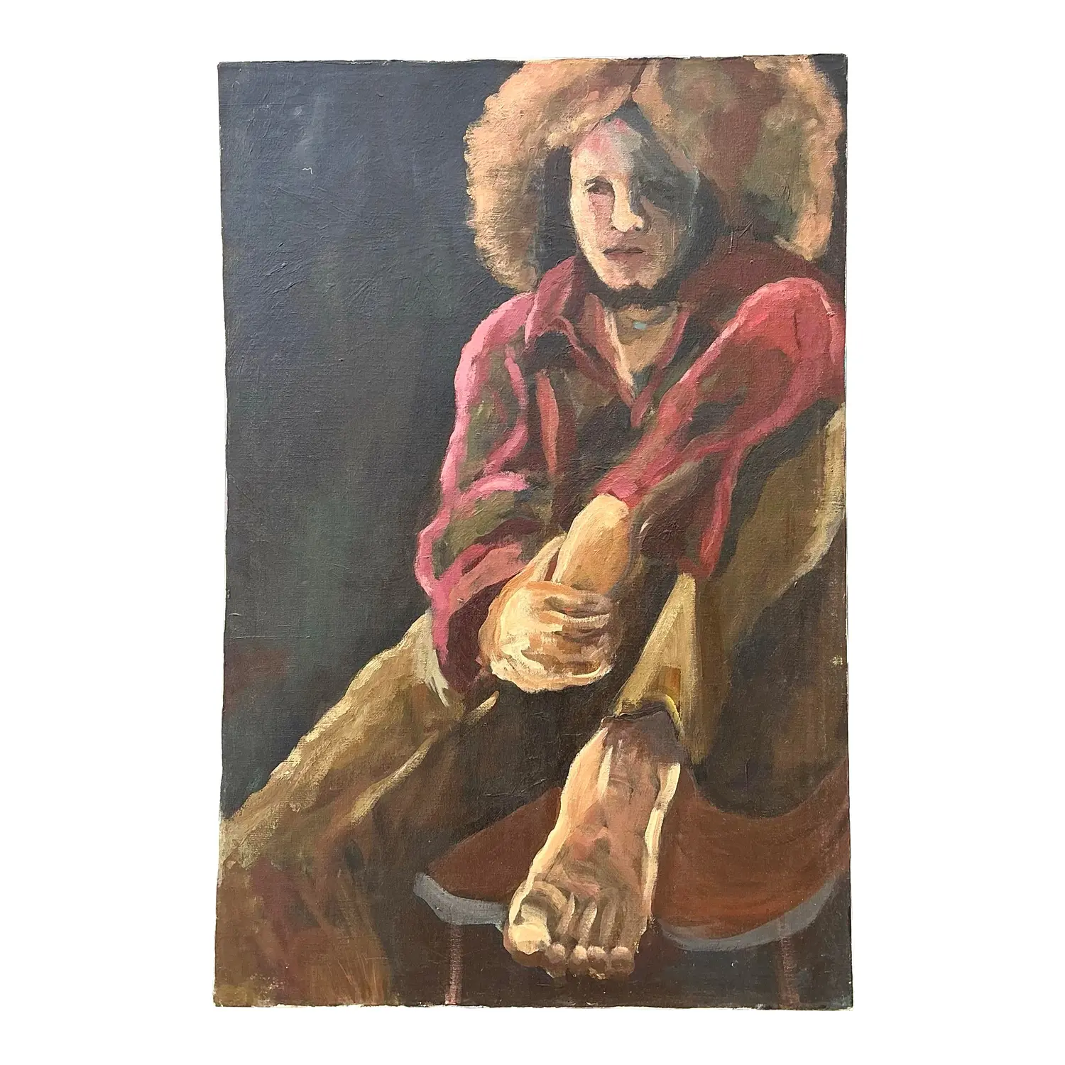 Vintage Monumental Original Portrait on Canvas