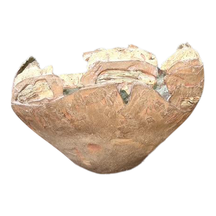 Vintage Monumental Original Slab Built Studio Pottery Bowl - Detail view
