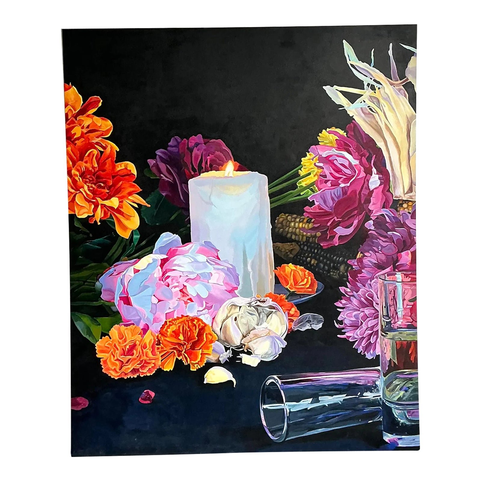Vintage Monumental Original Still Life on Canvas Wrapped Board