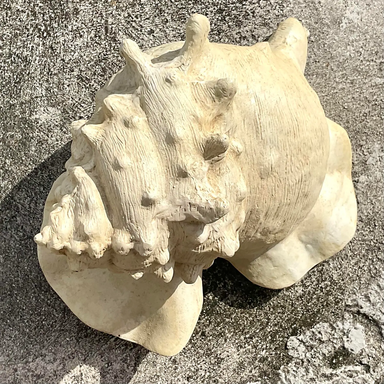 Vintage Monumental Plaster Over Resin Conch Shell - Top view