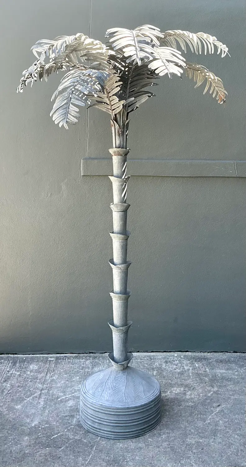 Vintage Monumental Punch Cut Galvanized. Steel Palm Tree - Top view