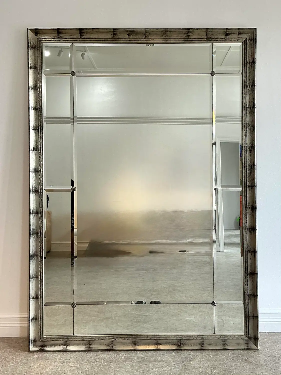 Vintage Monumental Sliver Leaf Floor Mirror - Side view