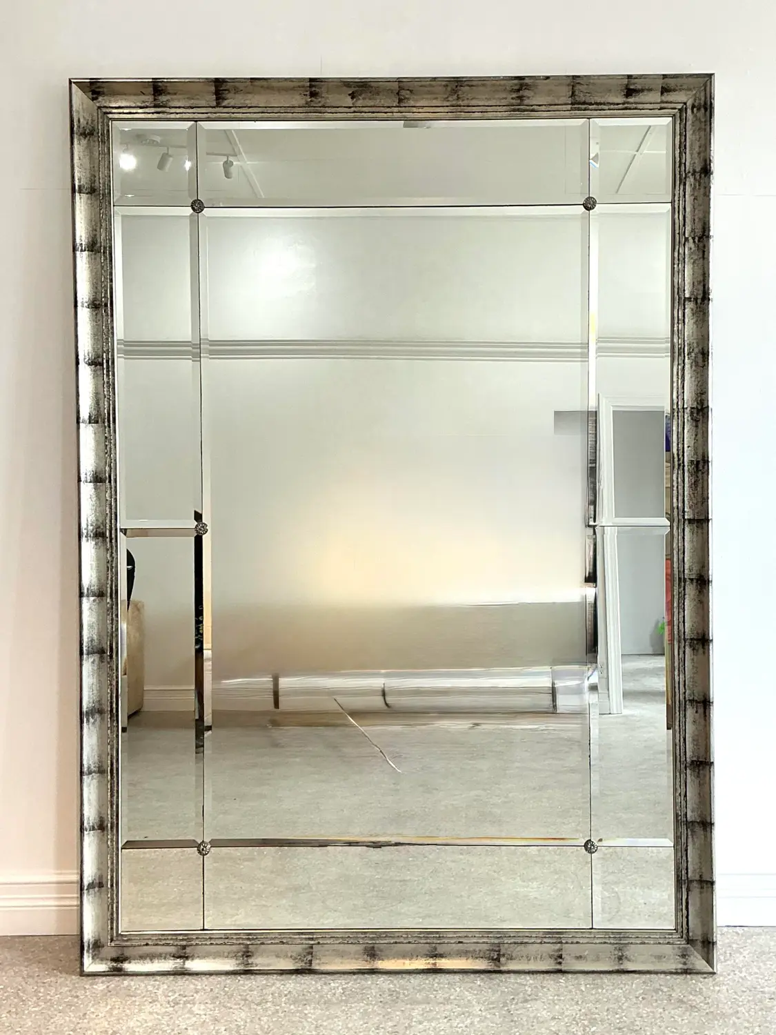 Vintage Monumental Sliver Leaf Floor Mirror - Top view