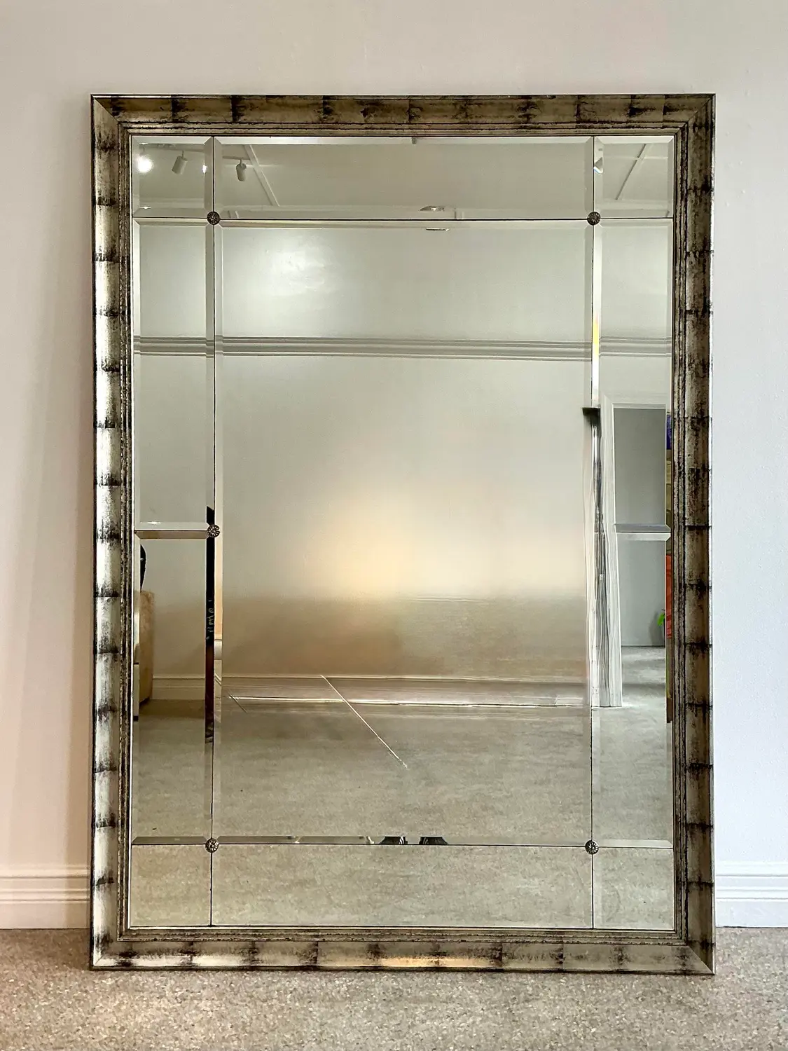 Vintage Monumental Sliver Leaf Floor Mirror - Back view