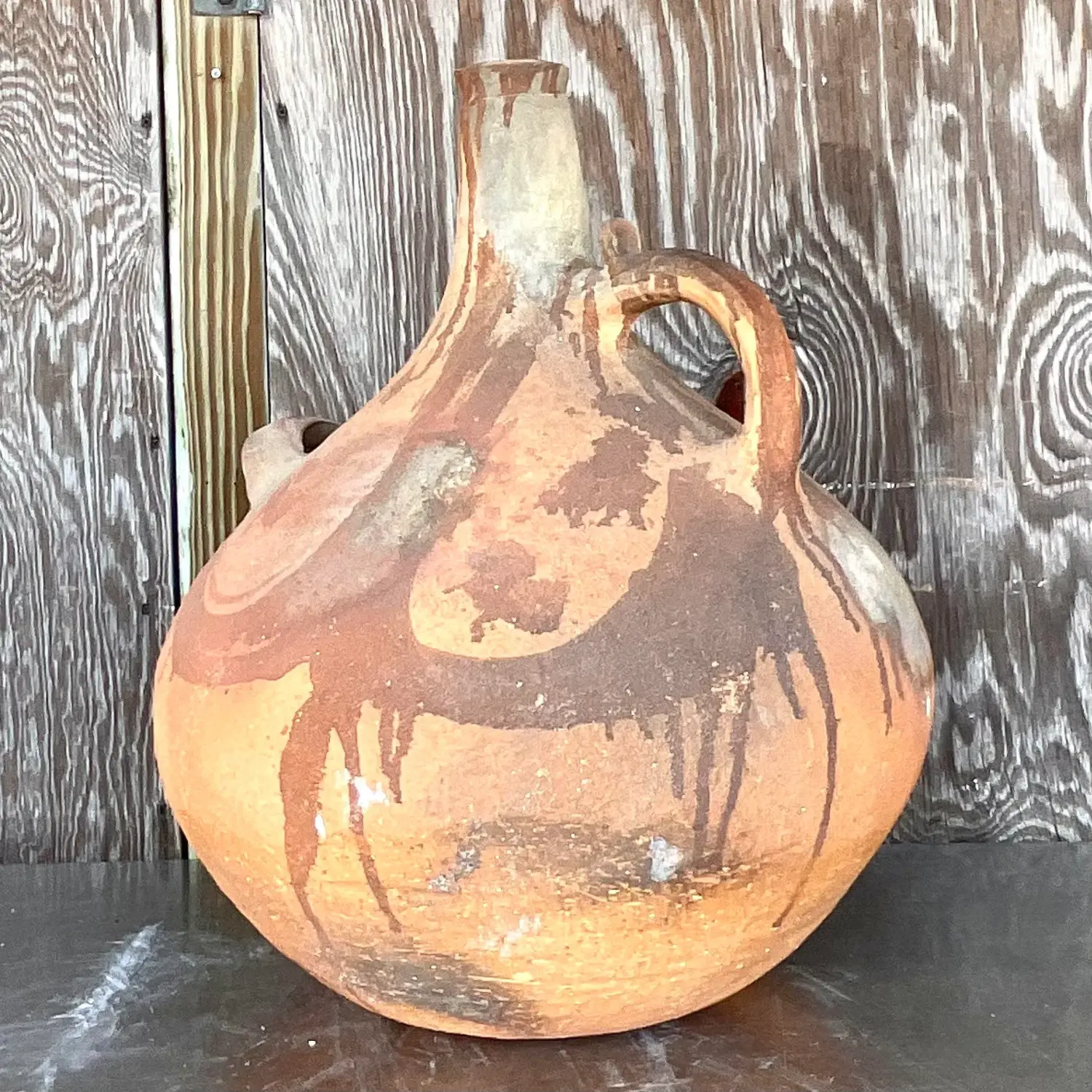 Vintage Monumental Terracotta Painted Urn - Detail view