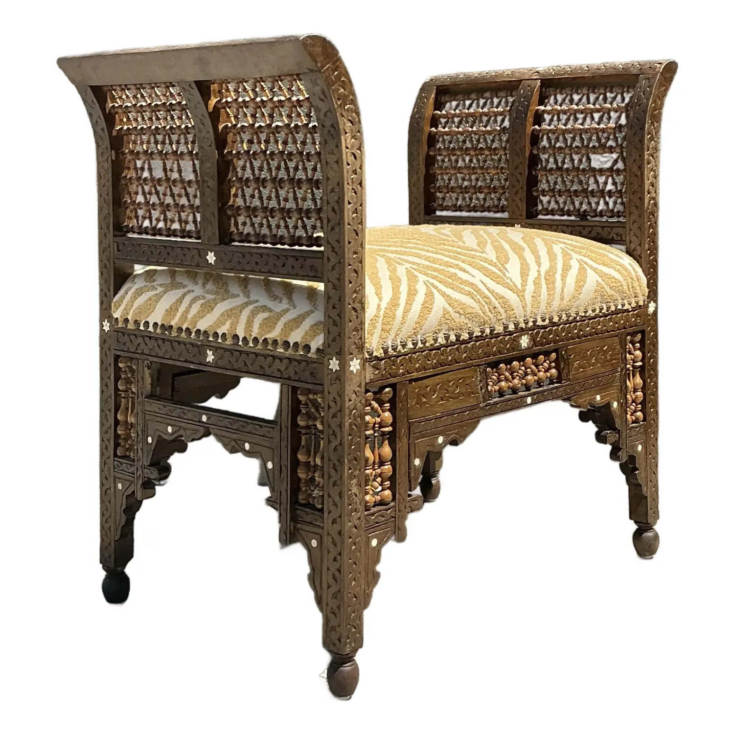 Vintage Moroccan Inlay Bench