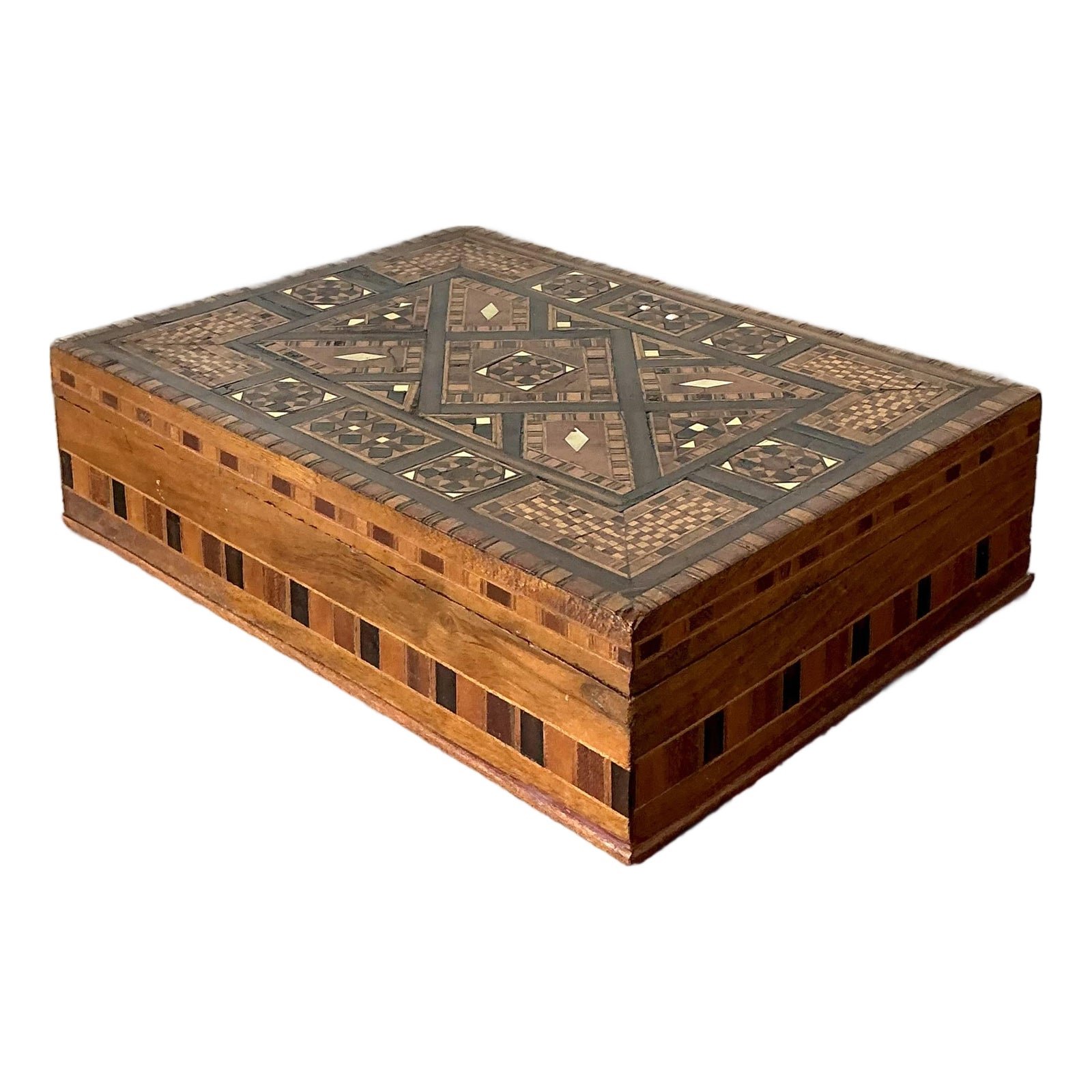 Vintage Moroccan Wood Inlay Box