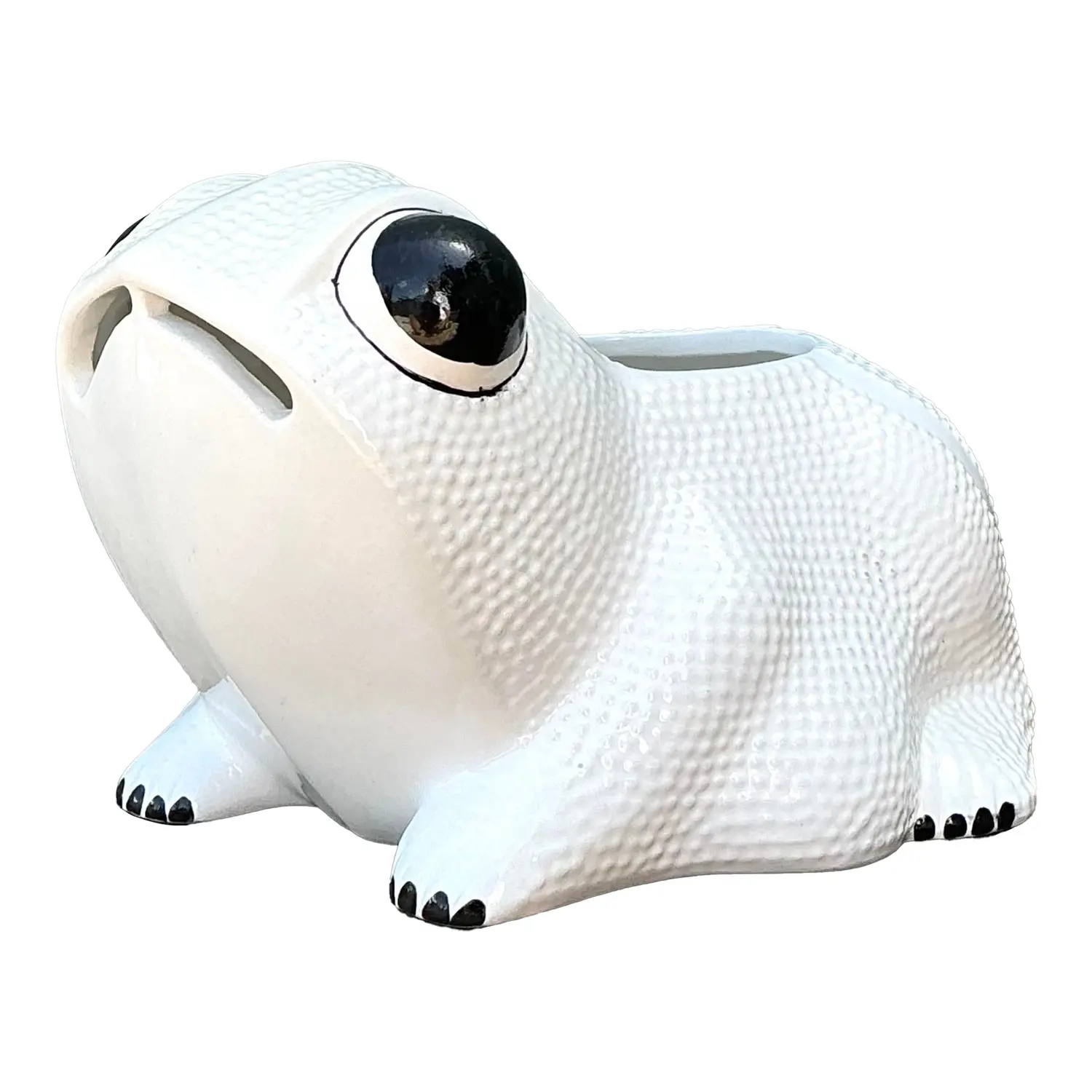 Vintage Mottahedeh Glazed Ceramic Hobnail Frog - Detail view