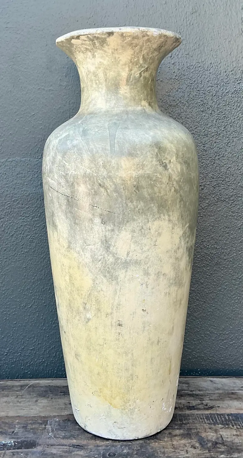 Vintage Mottled Plaster Vase - Side view