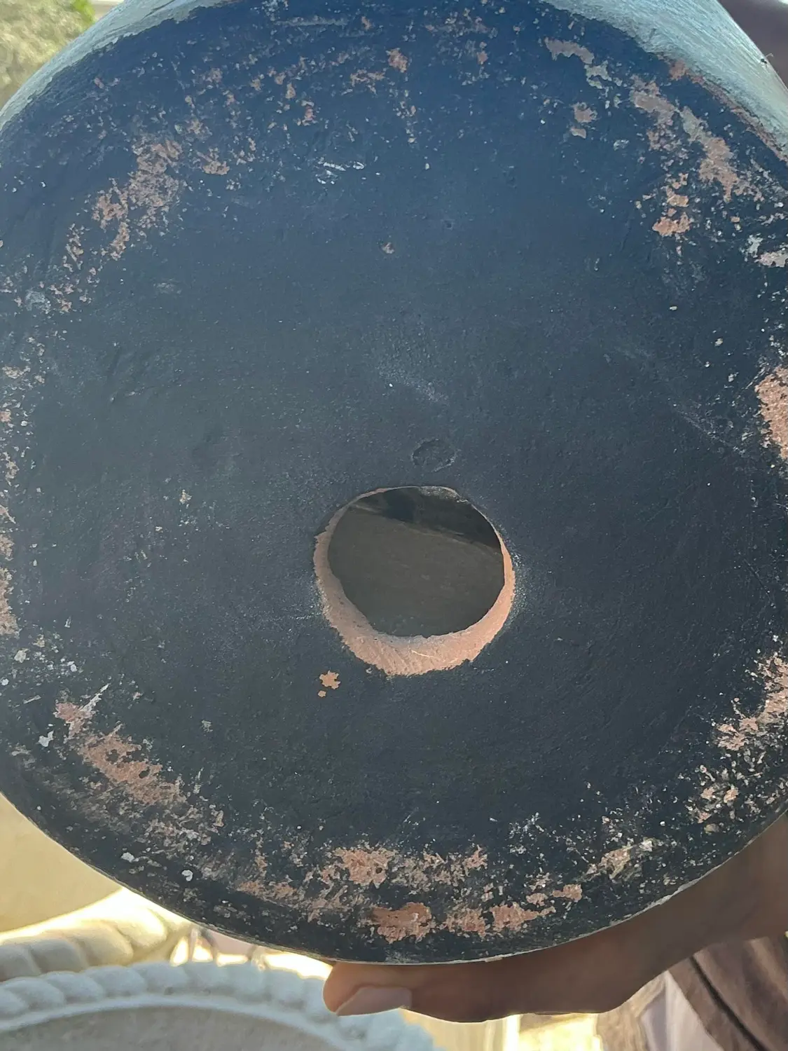 Vintage Mottled Plaster Vase - Back view