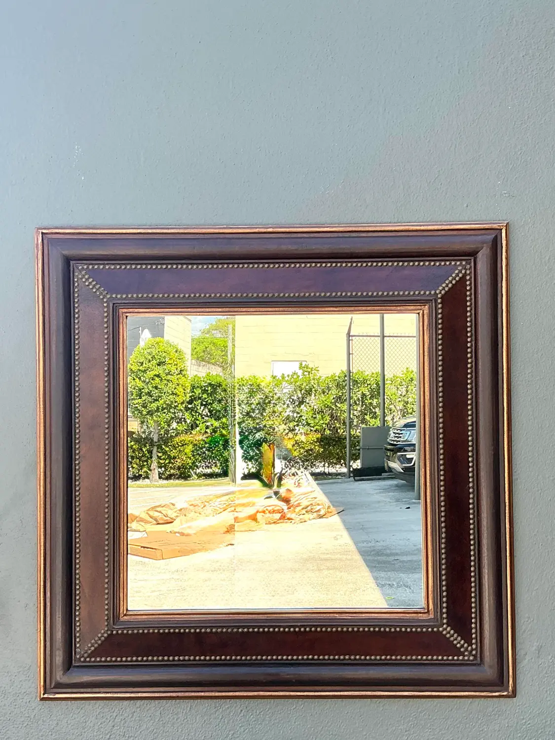 Vintage Nail Head Mirror - Top view