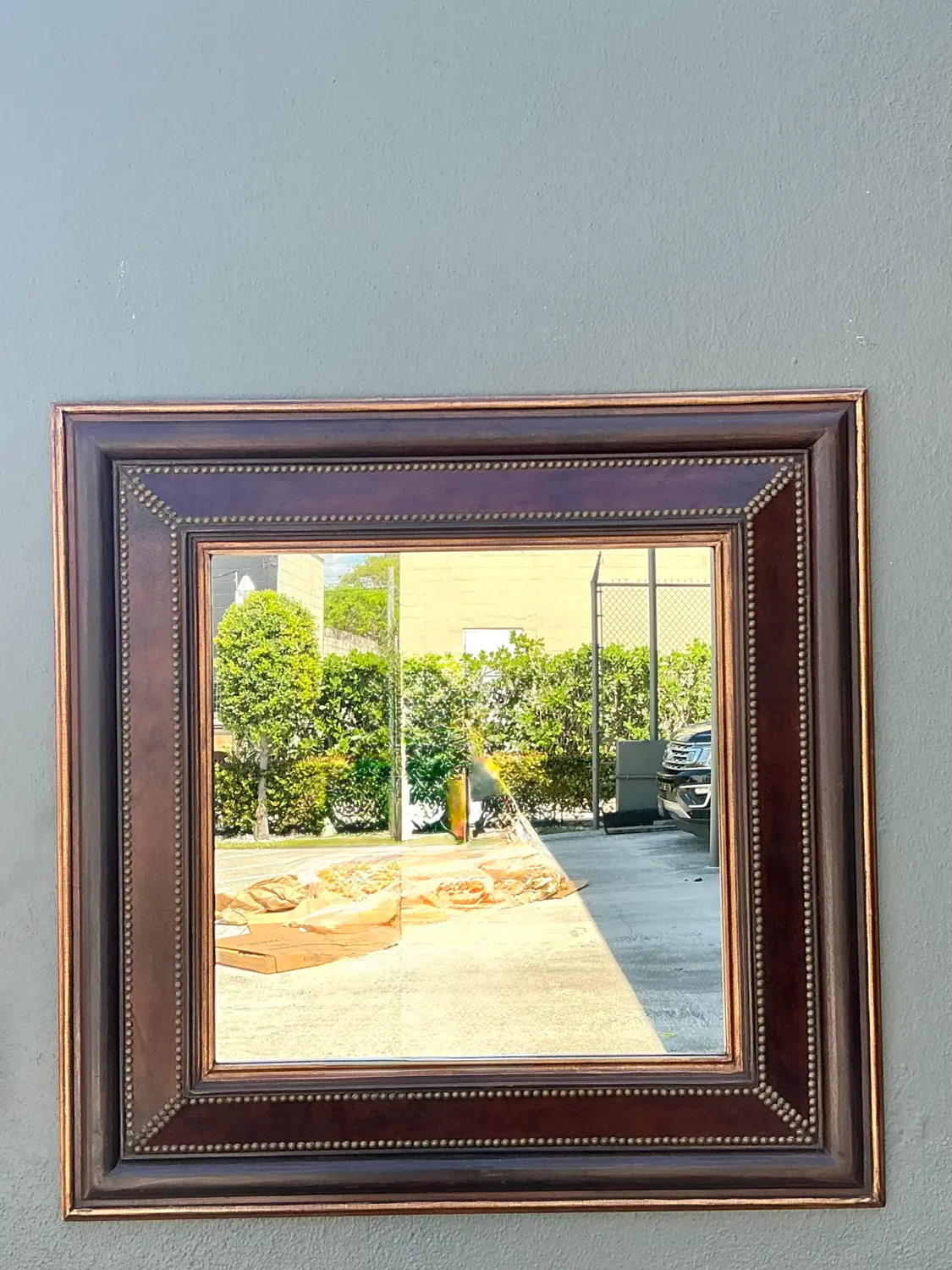 Vintage Nail Head Mirror - Detail view