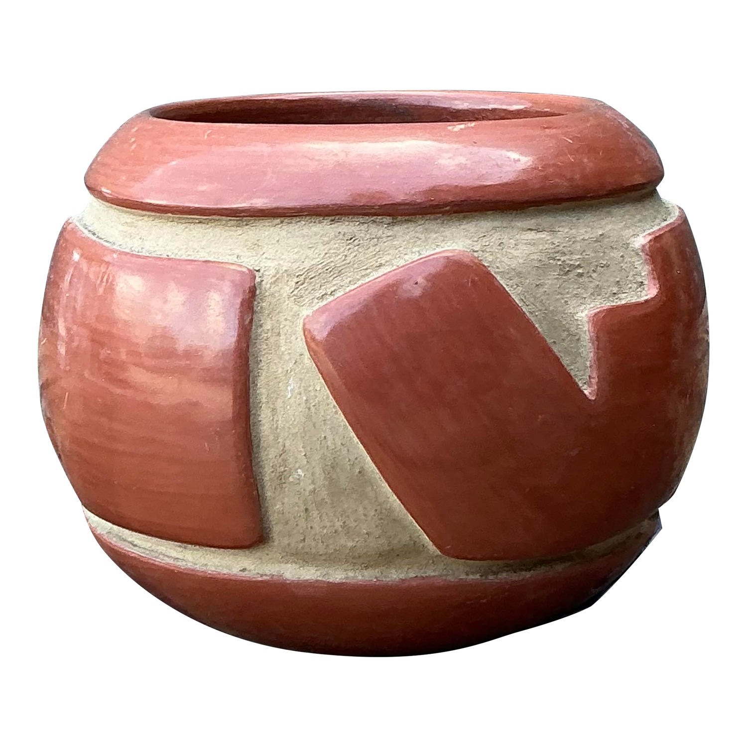 Vintage Native American Red Clay Original Pottery - Side view