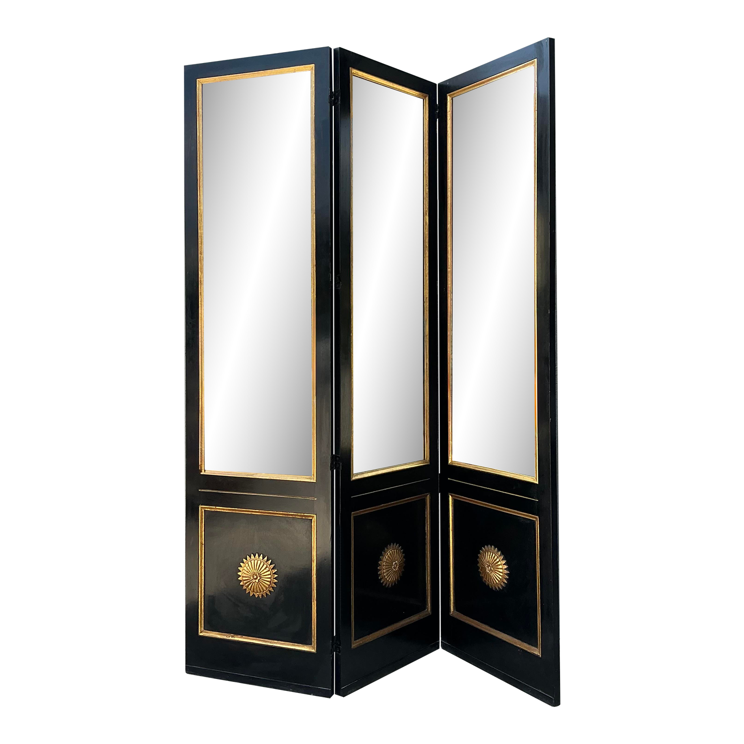 Vintage Neoclassical Gilt Tipped Folding Screen - Detail view
