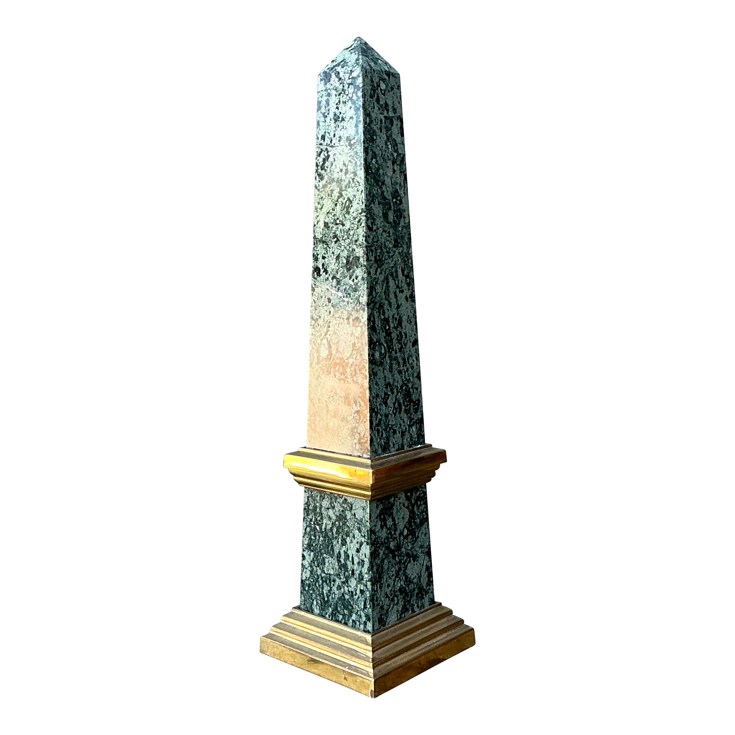 Vintage Neoclassical Green Marble Obelisk - Detail view