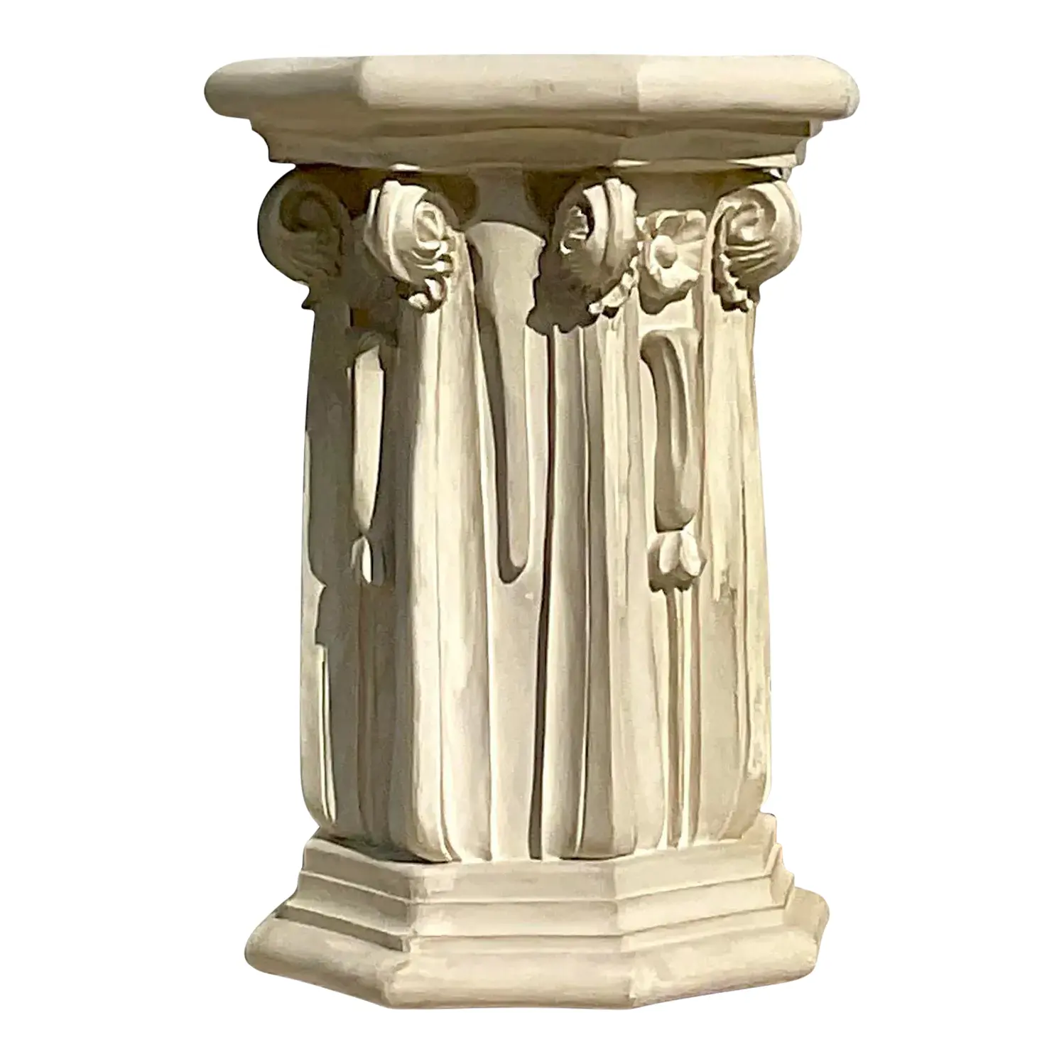 Vintage Neoclassical Ornate Plaster Pedestal
