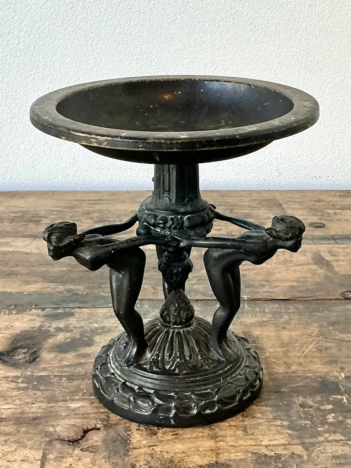 Vintage Neoclassical Three Graces Compote - Side view