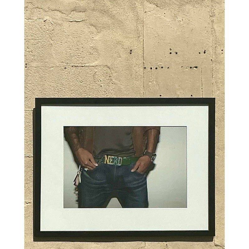 Vintage Nerd Figurative Photograph in Frame - Back view