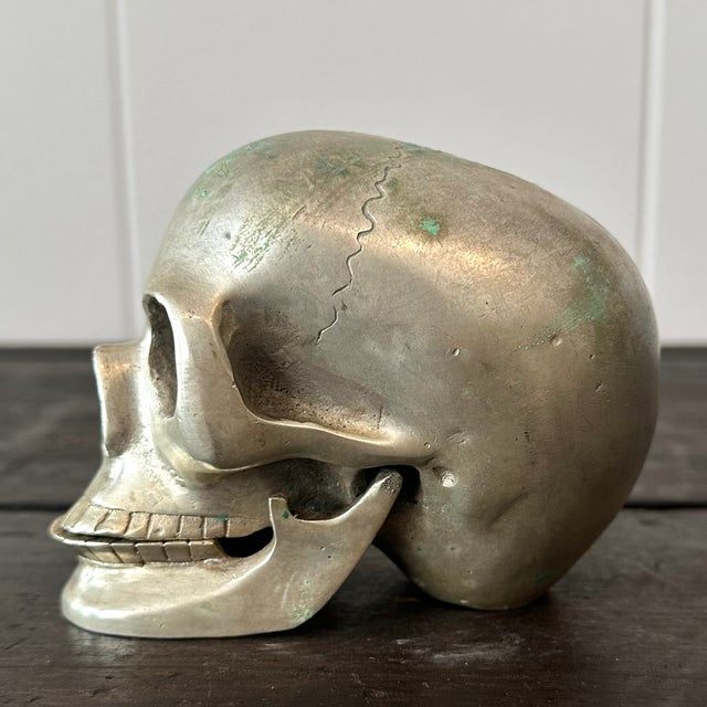 Vintage Nickel Skull Sculpture - Top view